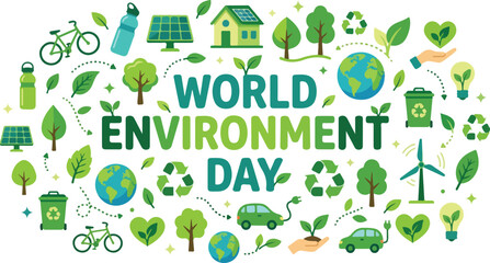 World environment day typography with eco friendly symbols and icons © Street Vector