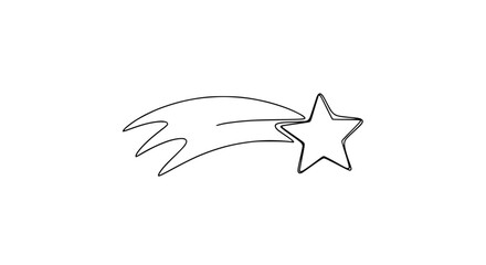 Obraz premium Simple Line Drawing of a Shooting Star with Tail on White Background