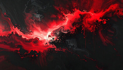 Fototapeta premium Abstract swirling fluid art featuring shades of intense red and black in a mesmerizing marbled effect perfect for modern backgrounds