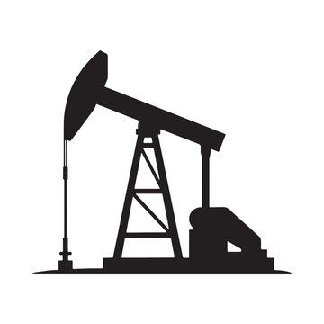 Oil pump jack silhouette against a white background