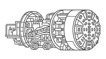 Obraz premium Heavy duty tunnel boring machine industrial machinery illustration.