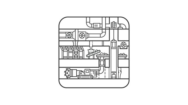 Cross section schematic of a multi level underground mine.