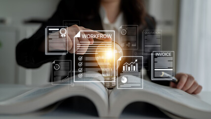 Obraz premium Office Professional Using Digital Workflow Solutions to Streamline Invoice and Quotation Management for Improved Business Efficiency and Productivity. Bitwise.