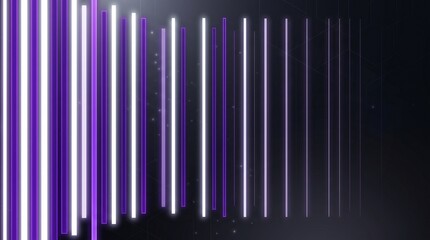Obraz premium Abstract Futuristic Background with Glowing Purple and White Vertical Neon Lines on Dark Solid Background