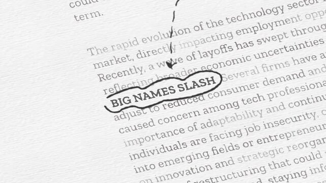 Tech Layoffs and AI Job Market Concept Text Trail Animation

