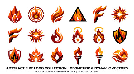 Abstract Fire Logo Collection: Geometric & Dynamic Vectors © mus