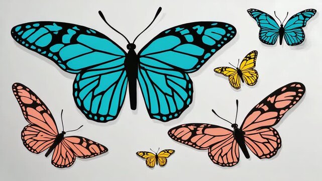 Colorful Butterfly Collection Showcasing Nature Beauty and Insect Diversity Illustration