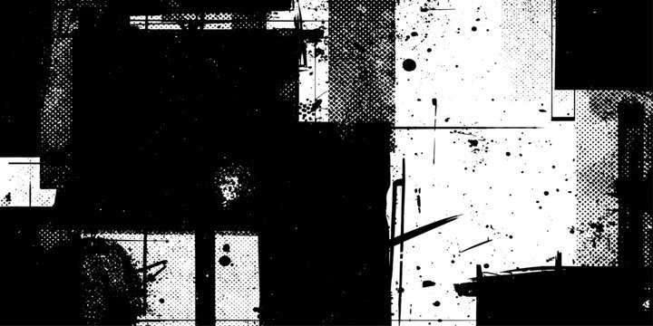 Grunge black wall texture background with vintage paint splatter and dirty ink design elements