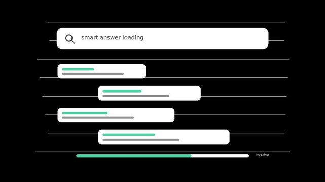 Smart Search Answer Loading Interface Motion Graphic on Black Background 4K