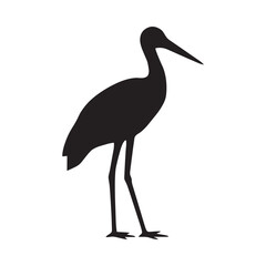 Fototapeta premium Stork Silhouette Against A White Background Minimalist Graphic Design