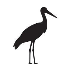 Fototapeta premium Stork silhouette against a white background simple avian form