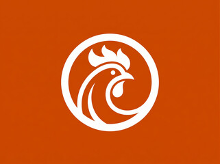 Obraz premium Modern Chicken Head Logo Icon Design Orange Background.