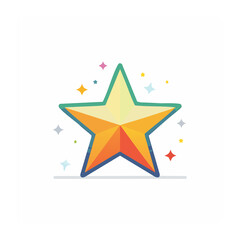 Obraz premium Colorful flat design star icon with sparkles