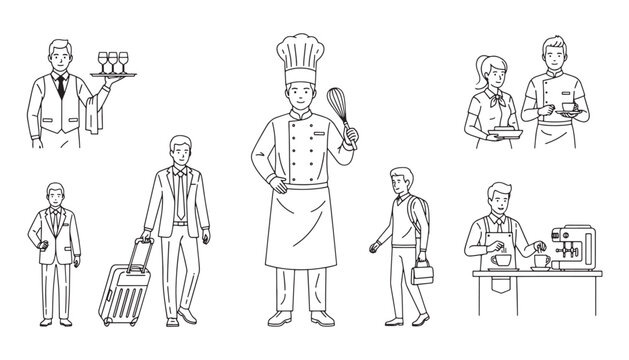 hospitality, chef, waiter, barista, business, travel, traveler, service, restaurant, cafe, hotel, staff, uniform, cooking, kitchen, food, coffee, bar, business travel, suitcase, luggage, briefcase, te