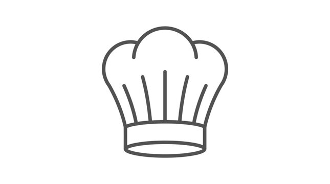 Professional chef hat toque line art icon.