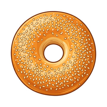 Bagel Clipart Vector Illustration Fresh Bakery Bread Isolated on White Background