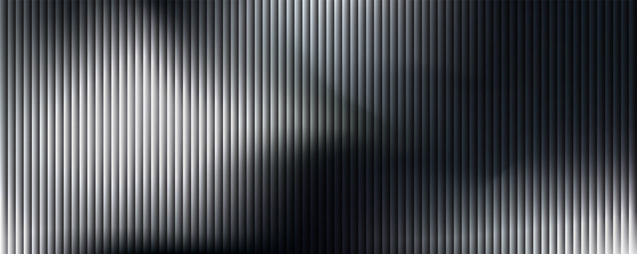 Abstract Metallic Ribbed Background with Vertical Stripes and Silver Gradient Waves. Vector Illustration