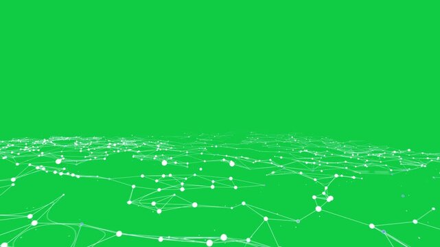 Cyan band rising then mesh forming and pulsing camera moving in showing data transparent background