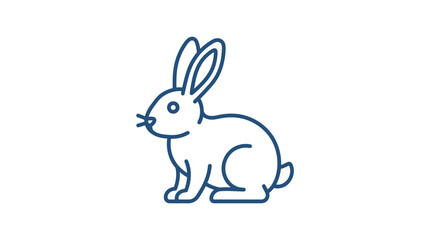 Fototapeta premium blue rabbit line art
