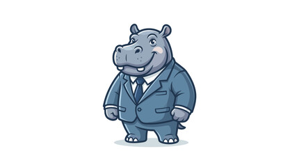 Naklejka premium Cartoon hippo in business suit