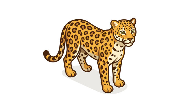 Cartoon Illustration of a Spotted Leopard Standing