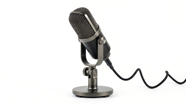 Professional Studio Condenser Microphone Isolated on a White Background Surface