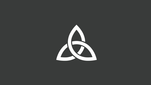 White triquetra Celtic knot symbol on dark gray background