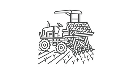 Fototapeta premium Detailed agricultural harvester machine for industrial farming operations.