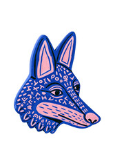Obraz premium Hand-drawn blue fox face illustration on transparent background
