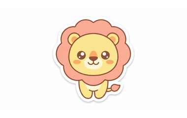 Fototapeta premium Cute Cartoon Lion Face Closeup.