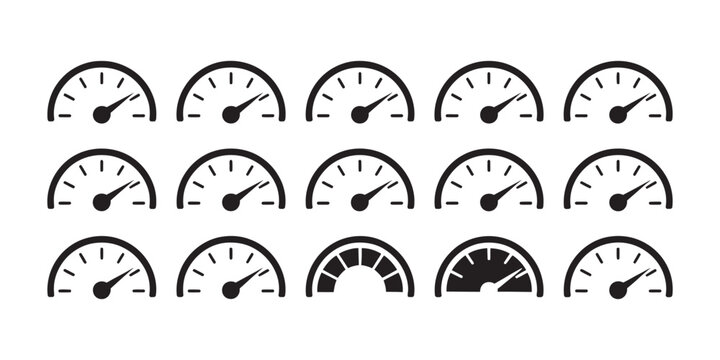 Gauge Icons Speed Meter Dial Indicators Dashboard Instruments and Tachometer Vector Design for Automotive Applications