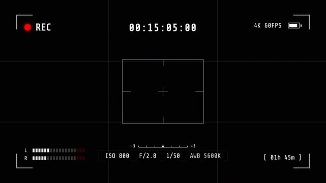 Camera Recording Viewfinder Overlay with Digital Information HUD Interface Elements Animation