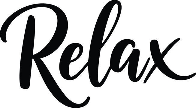Relax word script calligraphy lettering design with typography design calligraphy lettering typography wellness lifestyle handwritten isolated decorative inspirational