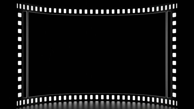 Black film strip frame with empty screen for cinema and movie theme
