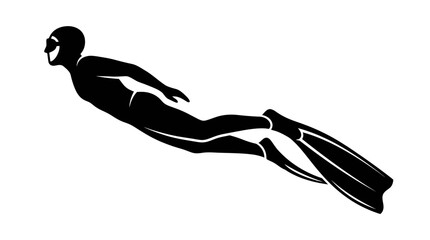 Freediver Silhouette with Fins - Underwater Sport © lowo ireng