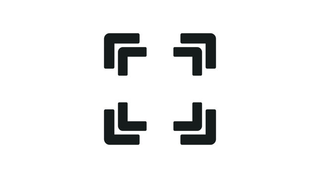 Four Corner Brackets Icon, Minimalist Design, Isolated on White Background