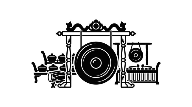 Gamelan Ensemble Icon: Traditional Indonesian Percussion Instruments