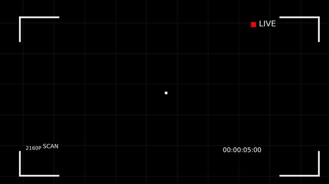 4K Scanning Camera Viewfinder Overlay on Black