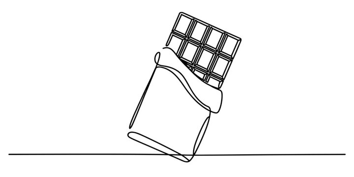 Continuous line drawing of a chocolate bar in wrapper