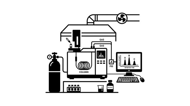 Gas Chromatography Machine with Computer Data Analysis and Gas Cylinder
