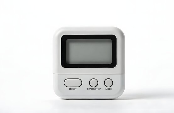 Isolated Digital Desktop Timer Display on White Background Minimalist Style