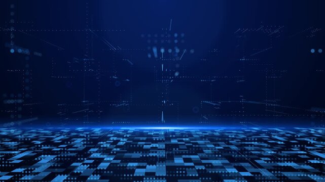 Blue technology lines flow, news background video, corporate promotion video.