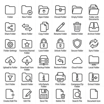 Folder Icons Set: Organization, Data Management, Digital Files, Storage, UI Elements