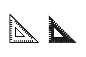Fototapeta premium Triangle Ruler Icon Set Outline Symbol Editable Vector Design for Geometry Measurement and Education Tools