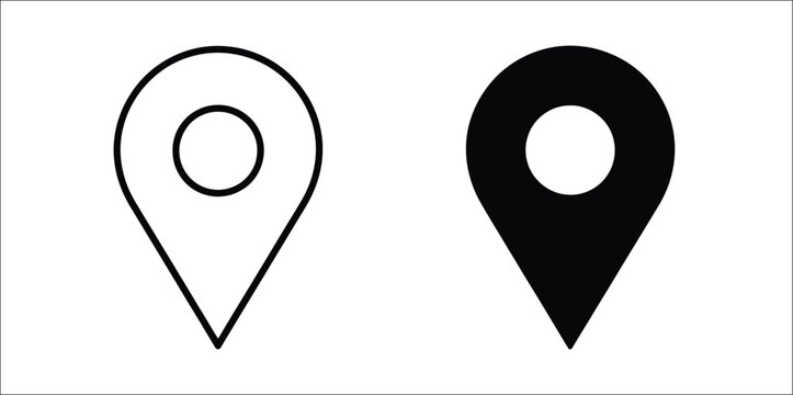 Map marker icon vector illustration, location pin symbol, gps navigation pointer, map navigation interface element, isolated on white background, modern flat design, simple minimal shape, editable str