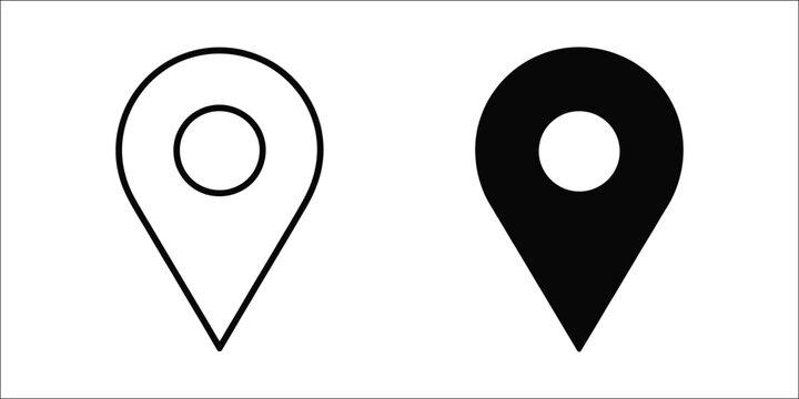 Map marker icon vector illustration, location pin symbol, gps navigation pointer, map navigation interface element, isolated on white background, modern flat design, simple minimal shape, editable str