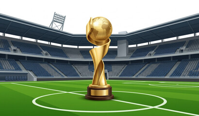 Generic world championship soccer trophy in stadium 3D vector illustration isolated on white background © MD ASHIK MIA