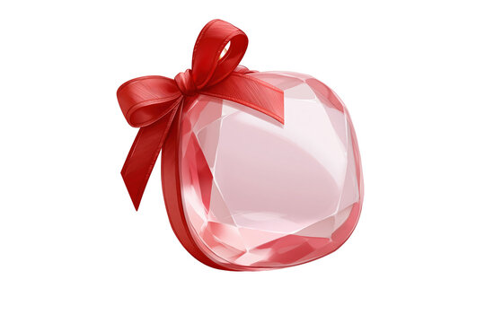 Pink Christmas gift ornament with red ribbon bow