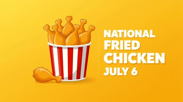 Fried chicken bucket illustration for national fried chicken day celebration on july 6 background