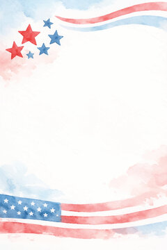 american independence flag watercolor theme background